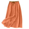 thumbnail image 2 of Busydd Women's Cotton Linen Skirt with Pockets Summer Beach Solid Color Elastic Waist Midi Skirt Comfortable Drawstring Slit Hem Long Skirts L, 2 of 9