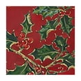 thumbnail image 4 of HAOXIT  Red Golden Holly and Berry Christmas Vinyl Flannel Backed Tablecloth - Red Metallic Gold Holly Holiday Print Wipe Clean Easy Care Kitchen, Dining Room Tablecloth 36*36, 4 of 8