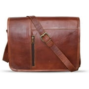 Jaald 15" Brown leather Messenger Laptop case Office Briefcase Professional bag