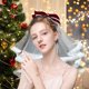 thumbnail image 5 of Fiudx Diadema Navideña de Terciopelo con Lazo, Contraste de Colores Rojo y Blanco, Exquisitamente Hecha a Mano, Material Suave y Cómodo, Accesorio para Fiestas y Bodas, Regalo Navideño, Talla 60-80 C, 5 of 6
