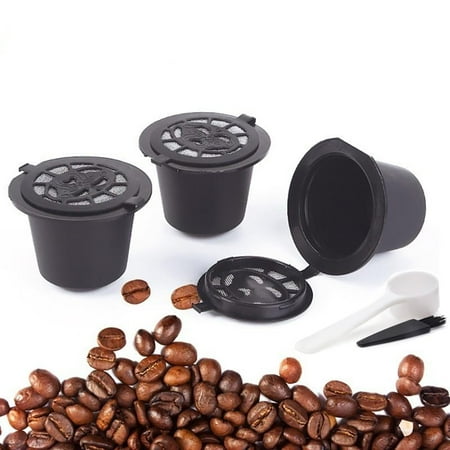 

3 Piece Reusable Refillable Coffee Capsule Filters for Nespresso with Spoon and Brush 20ML