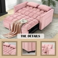 thumbnail image 6 of Bonzy Home 55 Inch Convertible Sofa Bed Adjustable Backrest Versatile Velvet Sofa Pull out Bed for Living Room, Dreamy Pink, 6 of 7