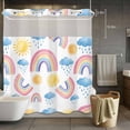 thumbnail image 5 of No Hook Cute Rainbow Sun Shower Curtain with Snap in Liner Set, Rainy Simple Drawing Waterproof Fabric Bathroom Curtains with See Through Top Window, Hotel Style Modern 66 x 72 Inch, 5 of 9