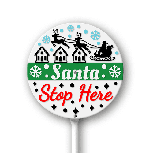 Eveokoki Christmas Decorations Outdoor Yard Signs - Santa Stop Here Aluminum Signs with Stakes for Winter Holiday Christmas Outside Yard Pathway Lawn Decor Supplies