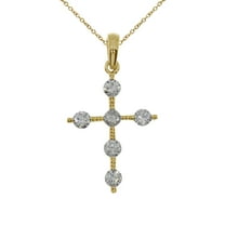 14K Yellow Gold Diamond Cross Pendant with 18" Chain