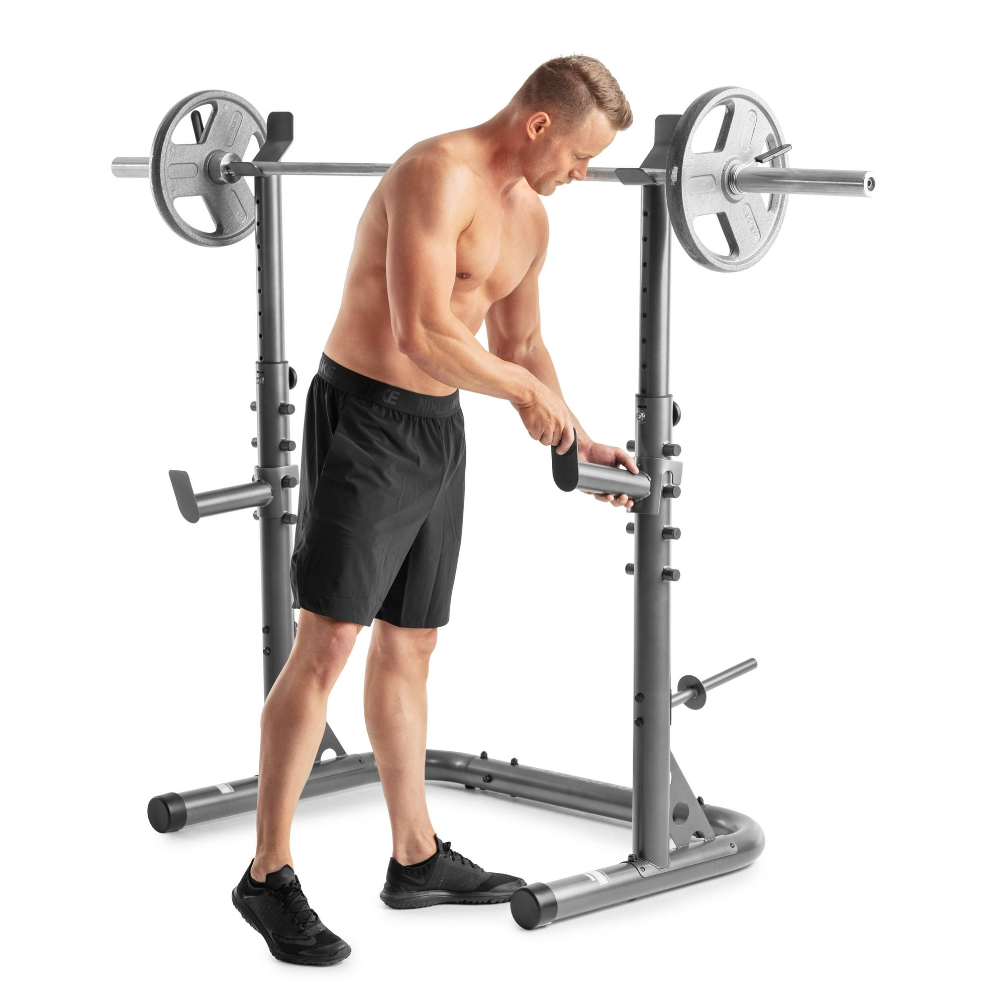 Gold s Gym XRS 20 Adjustable Olympic Workout Bench with Squat Rack Leg Extension Preacher Curl and Weight Storage Walmart