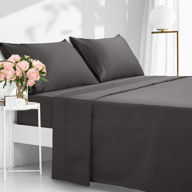 Twin Size Bed Sheets Set Dark Grey, Dark Grey Twin Bedding