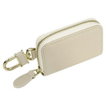 Genuine Leather Car Key Fob Case, Universal Car Key Fob Holder, Zipper Key Case Bag, Beige