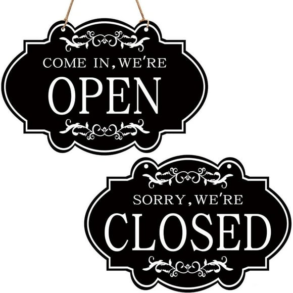 ”Open and Closed Business Sign Retro Wooden Stores Hanging Sign 11.8 x 7.9 x 0.2”” Waterproof Double Sided Reversible Business Sign for Coffee Shop Restaurant Pet Store Door Window”