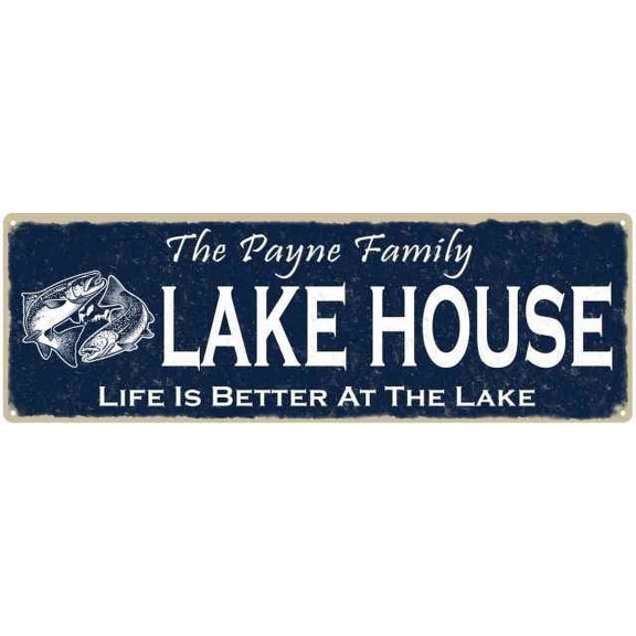 The PAYNE Family Lake House Sign 6x18 Metal Fishing Cabin Decor 206180101183