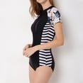 thumbnail image 3 of SWSMCLT Women's Rash Guard Short Sleeve Swimsuit Padded Slimming Diving Modest Bathing Suit Full Coverage Summer Black Large, 3 of 4
