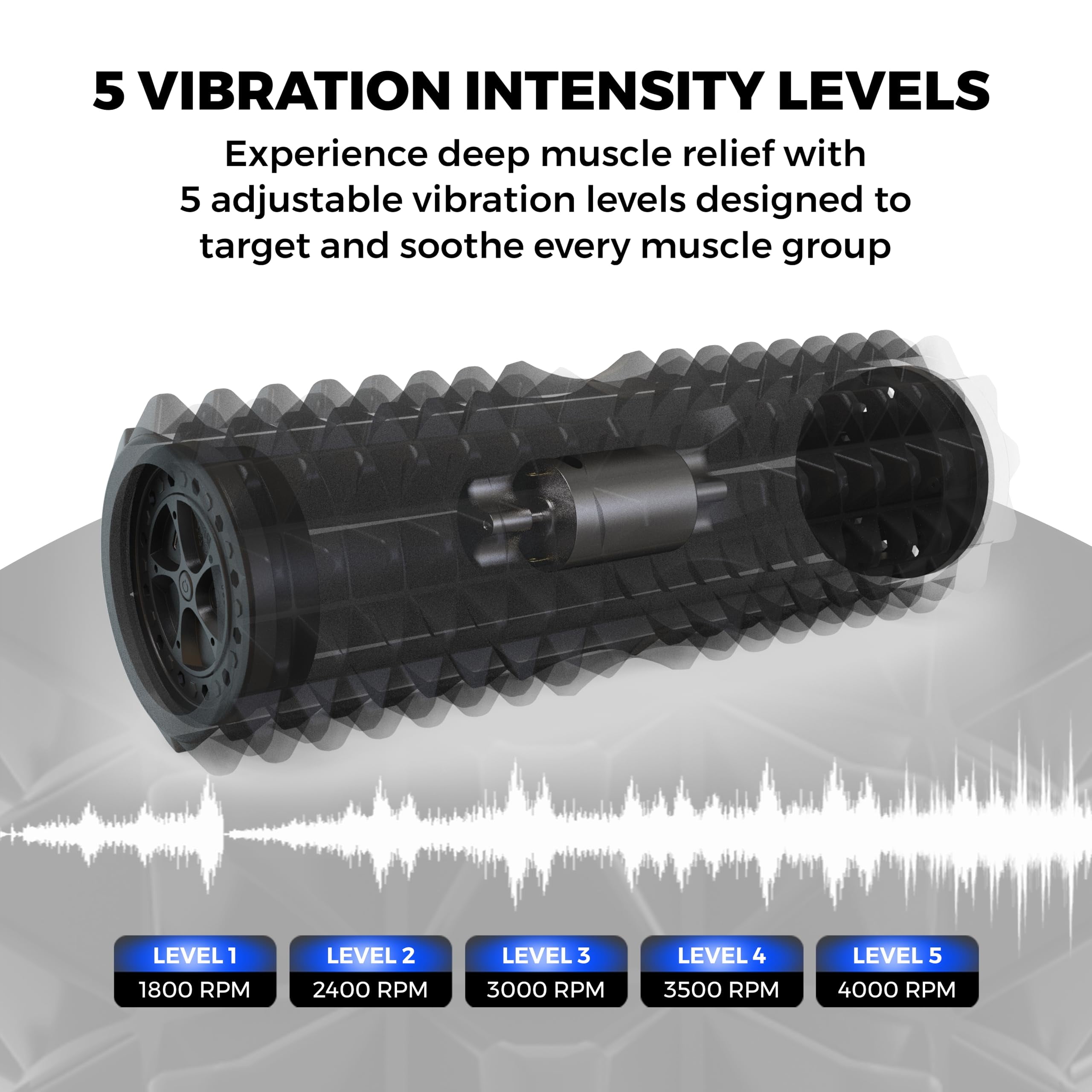 Nordic Lifting Vibrating Foam Roller – 5-Speed Deep Tissue Back Roller for Muscle Massage & Recovery- Black