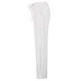 thumbnail image 6 of felwors Women's Linen Capri Pants with Drawstring Petite Summer Beachwear Lightweight Elastic Waist Pants White, XL, 6 of 8