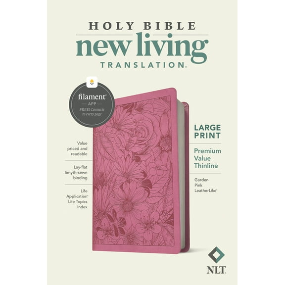 NLT Large Print Premium Value Thinline Bible, Filament Enabled (Leatherlike, Garden Pink), (Hardcover)