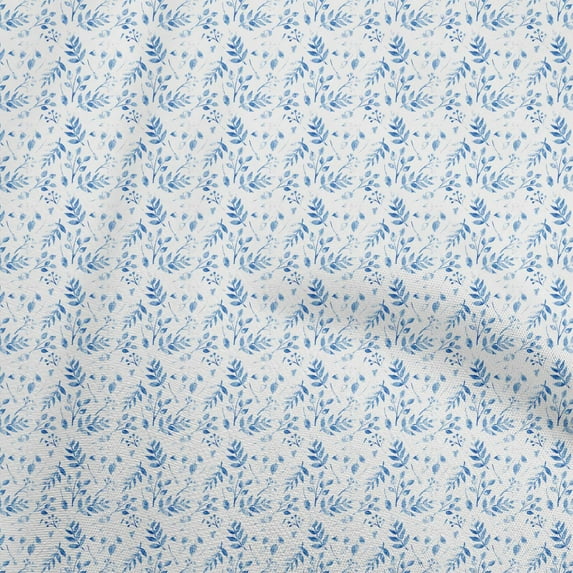 oneOone Cotton Poplin Medium Blue Fabric Leaves Sewing Craft Projects Fabric Prints By Yard 56 Inch Wide
