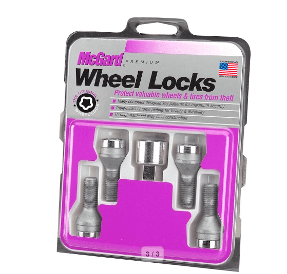 McGard 27216 Chrome Bolt Style Cone Seat Wheel Locks (M12 x 1.25) Set of 4 Locks / 1 Key Fits select: 2015-2022 JEEP RENEGADE, 2012-2019 FIAT 500