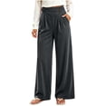 thumbnail image 3 of cocolona Womens Casual Corduroy Pants Elastic Waist Straight Wide Leg Travel Lounge Pants with Pockets, 3 of 5