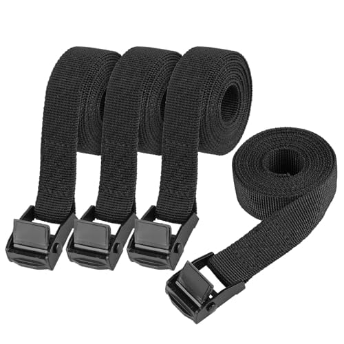 Tie Down Straps,4 Pcs Lashing Small Ratchet Straps with Buckles,0.78" x 5' Adjustable Simple Cinch Cam Pull Suitable for Trucks,Cargo,Luggage Black