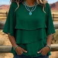 thumbnail image 2 of SETOOFF Womens 3/4 Length Sleeve Tops Chiffon Blouses Round Neck Multi Layer Ruffle Flare Sleeve Loose Casual Shirts Women Spring Summer Office Daily Outfit, 2 of 7