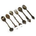 thumbnail image 1 of Cuchara Juego de 6 piezas cucharas y tenedores de café vintage Jadeshay Aleación de zinc dorado plateado bronce rojo bronce verde, 1 of 12