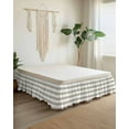 thumbnail image 2 of Tan And White Stripe Bed Skirt California King Size 18&nbsp;Inch Drop, Brown Stripes Simple Wrap Around Dust Ruffle Bedskirts, Wrinkle & Fade Resistant Easy Fit Bedskirt with Adjustable Elastic, 2 of 8