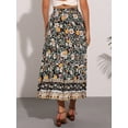 thumbnail image 3 of DARING DIVA Women's Bohemian Tassels Elastic Waist Floral Maxi Skirt XL Black, 3 of 7