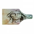 thumbnail image 1 of Colorful Cutting Board, Portrait of Chief Feather Band Watercolor Style Image, Decorative Tempered Glass Cutting and Serving Board, Wine Bottle Shape, Multicolor, by Ambesonne, 1 of 1