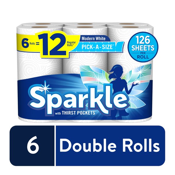 Sparkle Pick-A-Size Paper Towels, 6 Double Rolls - Walmart.com ...