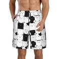 thumbnail image 2 of Uemuo Doodle Cute Cat Pattern Men's Swim Trunks Hawaiian Beach Bathing Suit Swimsuits Beach Quick-Dry Shorts with Pockets-Small, 2 of 9