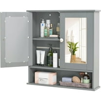 LDAILY Bathroom Wall Cabinet, Over The Toilet Storage Cabinet with Adjustable Shelf and Vanity Mirrored Doors, Medicine Cabinet Mirror, Bathroom Organizers and Storage for Kitchen, Office (Gray)