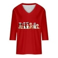 thumbnail image 4 of Fashion Fall Saving LiMoi Women's V Neck Christmas Print Three Quarter Sleeve Tees Comfortable Shirt Tops Tshirts Blouse My Items, 4 of 5