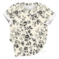 thumbnail image 3 of Womens Summer Tops Short Sleeve Shirts for Women Dressy Casual Crew Neck Pleated Tunics Blouses, 3 of 5