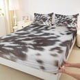 thumbnail image 4 of Brown Cowhide Bedding,Aztec Black White Aztec Cow Print Bed Sheet Set Full,Western Farm Animal Bed Sheets Men Women,Rustic Cowboy Cow Fitted Sheet & Flat Sheet 4 Pcs, 4 of 6