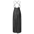 thumbnail image 4 of Vedolay Plus Size Dress Women's Satin Spaghetti Straps Cowl Neck Ruch Midi Dresses,Black S, 4 of 5