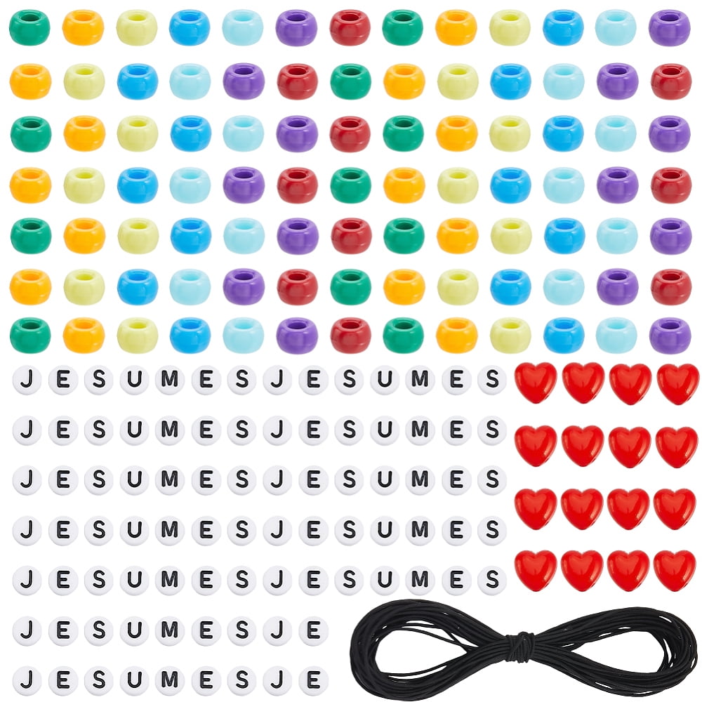 DIY Bracelets Making Kit Including Plastic & Acrylic Beads Polyester Elastic Cord Mixed Color 6x6mm Hole: 3.8mm