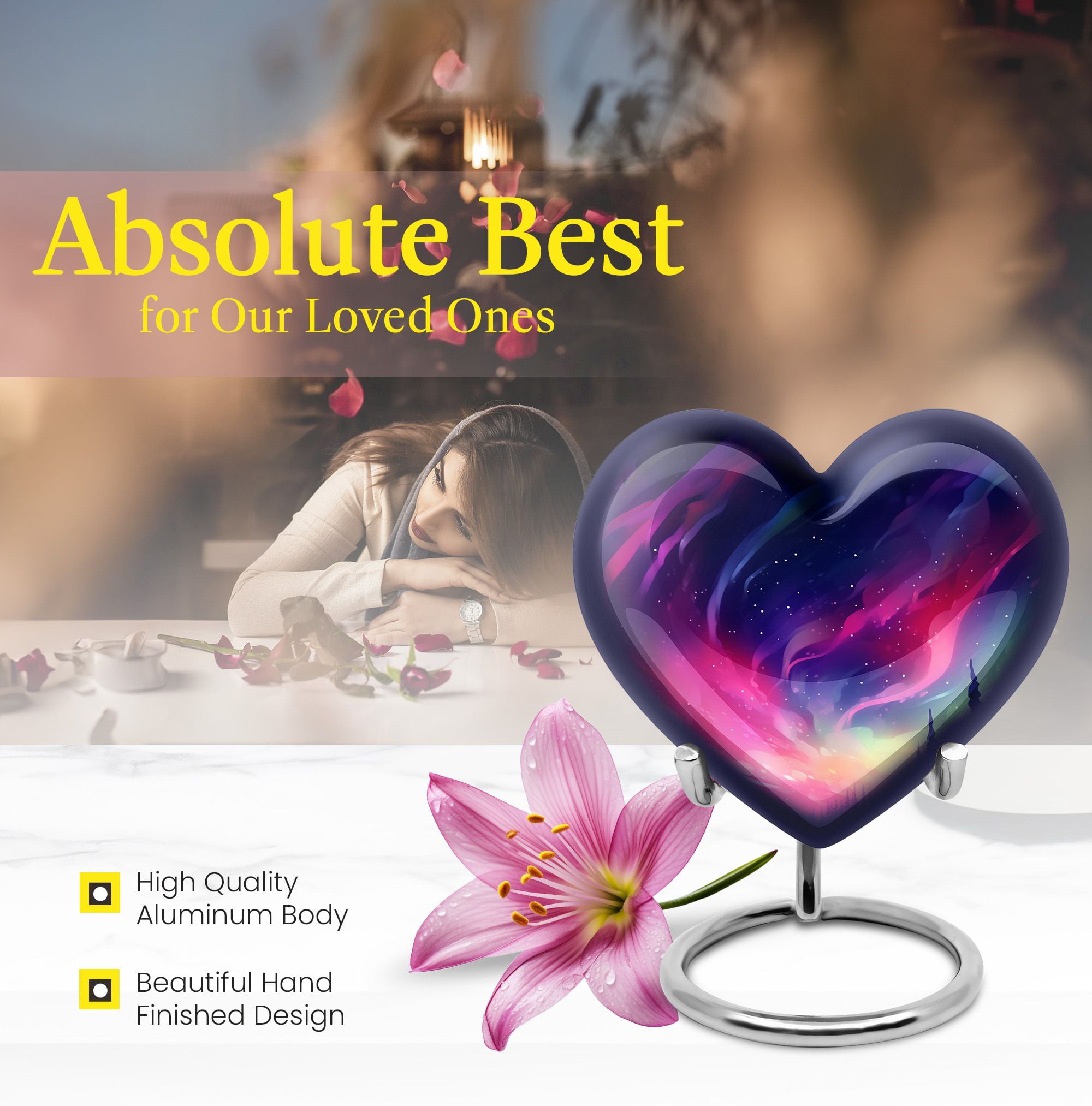 Aurora Borealis Urn For Human Ashes - Cremation Urn Human Ashes - Burial Urns For Cremated Remains - Large Urns For Human Ashes Adult Female - Cremation Urns For Burial In Ground (Size -8inch)