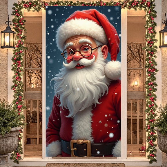 Santa Claus Holiday Banner Festive Decoration for Christmas Party Winter Celebration Seasonal Decoration