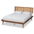 thumbnail image 2 of Baxton Studio Nura Mid-Century Modern Walnut Brown Finished Wood and Synthetic Rattan Full Size Platform Bed, 2 of 10