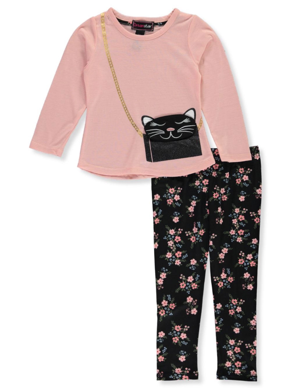 Dreamstar Girls Cold Shoulder Top W//Printed Leggings Set