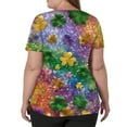 thumbnail image 5 of Women's St Patrick's Day Scrub Tops Short Sleeve V Neck Printed Workwear Top Shamrock Casual Uniform with Pocket 2026 Purple Pink XL, 5 of 6
