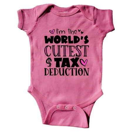 

Inktastic I m the Worlds Cutest Tax Deduction Pink Hearts Gift Baby Boy or Baby Girl Bodysuit