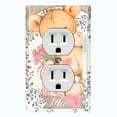 thumbnail image 1 of Metal Light Switch Wall Plate Outlet Cover (Teddy Bear Love Heart Flower Bouquet Present Butterfly Wreath - Single Duplex), 1 of 2