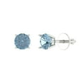 thumbnail image 2 of 0.2 Ct Round Cut Studs Blue Natural Aquamarine 14K White Solid Solid Gold Everyday Dainty Earrings Screw Back, 2 of 7
