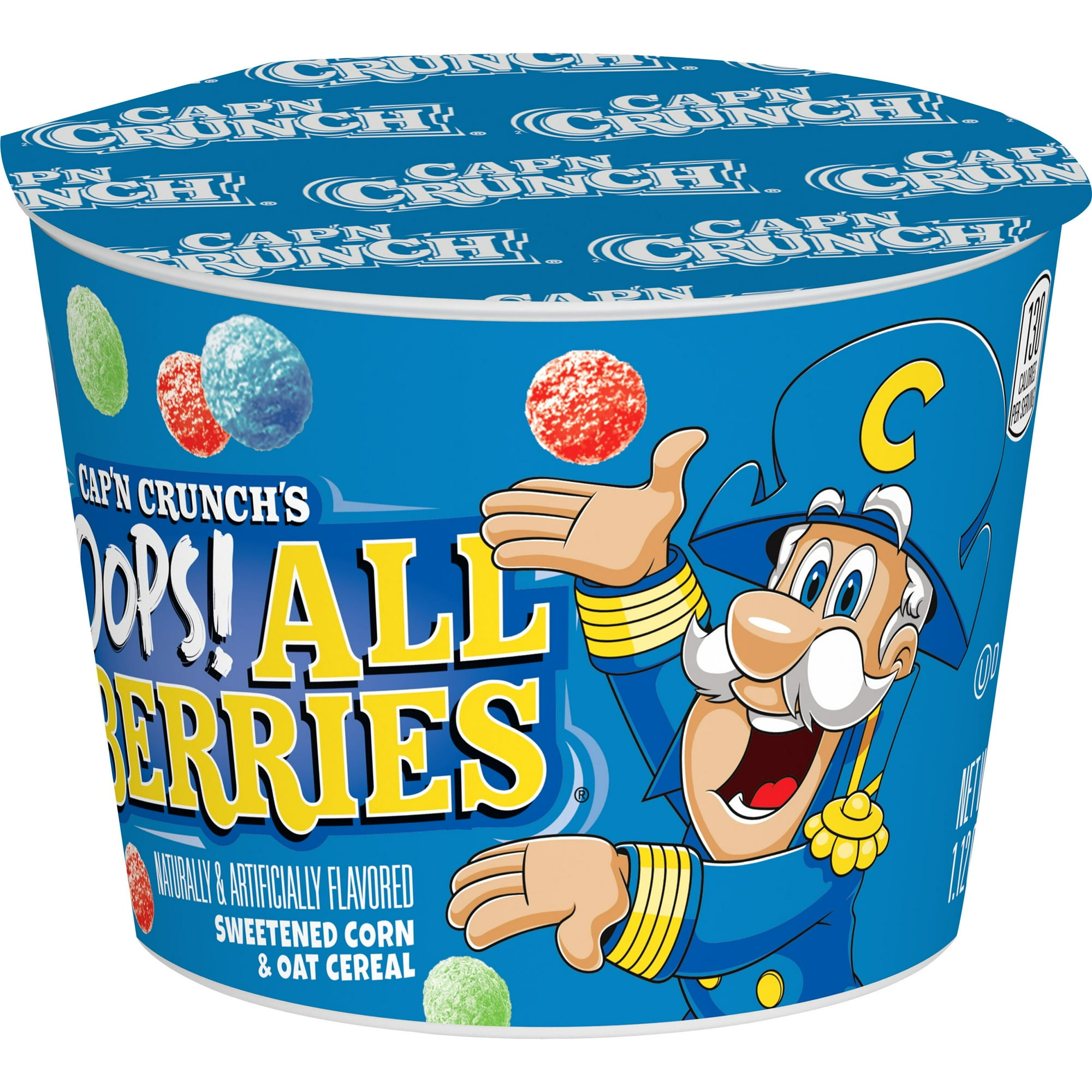 Cap'n Crunch Sweetened Corn & Oat Cereal Oops All Berries Breakfast Cereal, 1.12 oz Cup