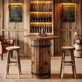thumbnail image 3 of Finmind Round Bar Table, 39.4-inch Tall Counter Height Home Bar Unit, Bistro Pub Table for Kitchen, Living Room, Rustic Brown (Only Table), 3 of 8