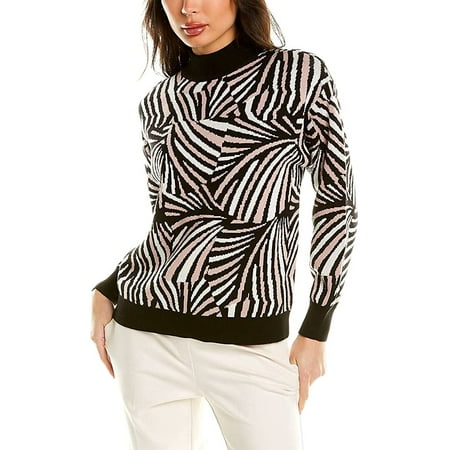 Anne Klein BALLET PINK COMBO Fan Jacquard Sweater, US Small