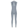 thumbnail image 4 of Raenseen Womens Sparkly Rhinestone Gymnastics Romper Sleeveless Unitard For Rhythmic Dance Competition Grey S, 4 of 5