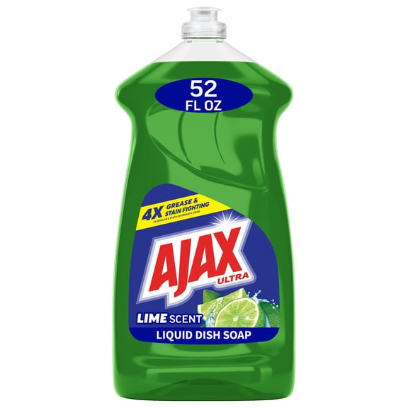 Ajax Ultra Liquid Dish Soap, Mess-Free, Easy-Flip Cap, Lime Scent with Vinegar, 52 Fl Oz