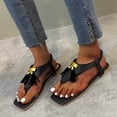thumbnail image 4 of Anuirheih Women's Summer Sandals Fashion Casual Open Head Clip Toe Flat Beach Slippers Sandals Women (Black), 4 of 5