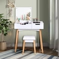 thumbnail image 4 of Gymax Vanity Makeup Table Cushioned Stool Set W/Flip Top Mirror &1 Drawer Writing Desk, 4 of 9